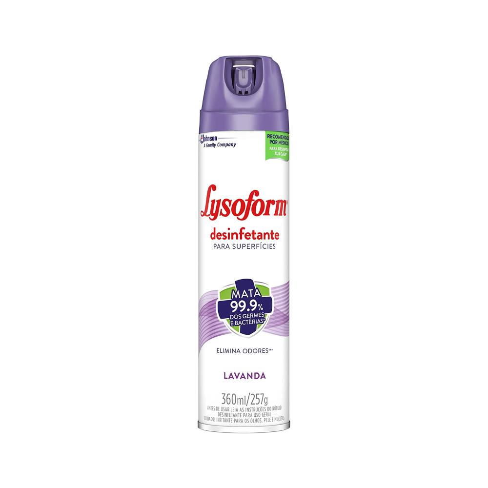 Desinfetante Aerosol para Superfícies Lysoform Lavanda 360ml