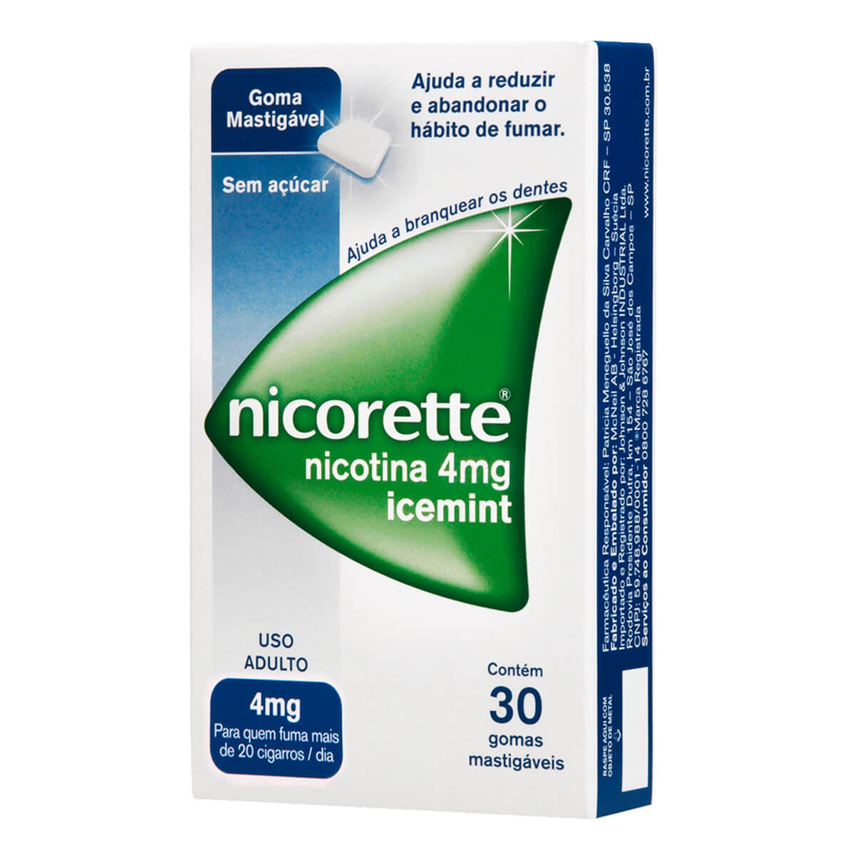 Nicorette 4mg Com 30 Gomas Mastigáveis