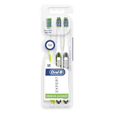 Kit Escova Dental Ultra Fina Gengiva Alcance Oral-B Expert 3 Unidades