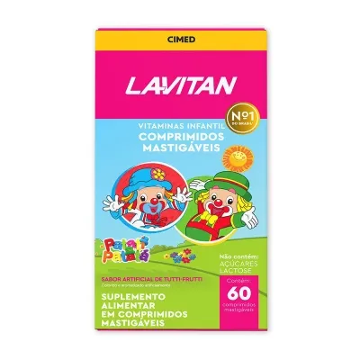 Vitamina Infantil Mastigável Tutti-Frutti Lavitan Patati Patatá com 60 Comprimidos