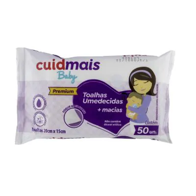 Toalhas Umedecidas CuidMais Baby Premium 50 Unidades