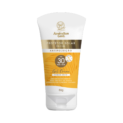 Protetor Solar Facial Australian Gold Gel Antipoluição Toque Seco FPS30 50g