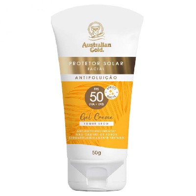 Protetor Solar Facial Australian Gold Antipoluição Toque Seco FPS50 50g