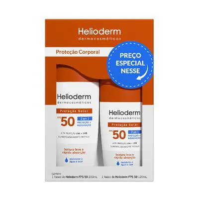 Kit Protetor Solar Corporal Helioderm FPS 50 1 unidade 200ml + 1 unidade 120ml