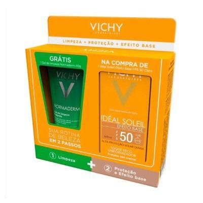 Kit Protetor Solar Facial Idéal Soleil Cor Média FPS50 + Gel de Limpeza Normaderm
