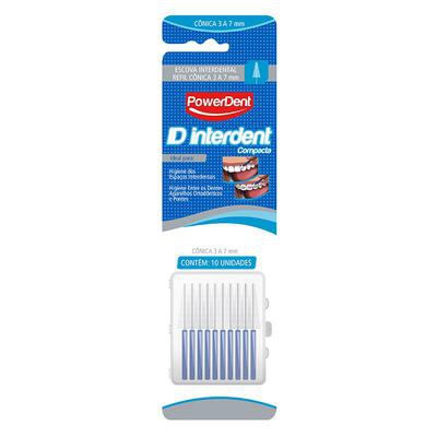 Escova Powerdent Interdental Conica 3 A 7mm Azul 10 Unidades