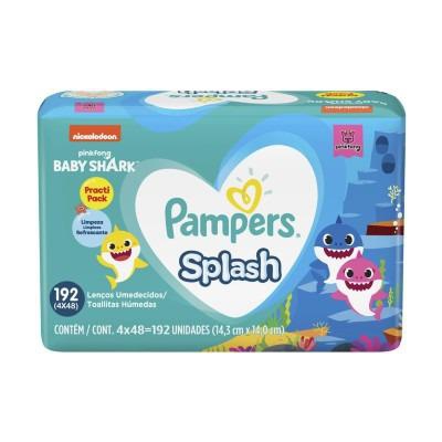 Lenços Umedecidos Pampers Splashers Baby Shark 192 Unidades