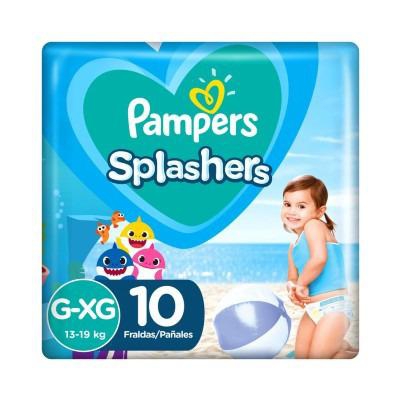 Fraldas Para Água Pampers Splashers Baby Shark G-XG 10 Unidades
