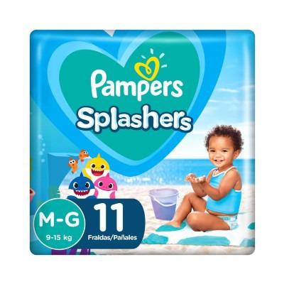 Fraldas Para Água Pampers Splashers Baby Shark M-G 11 Unidades