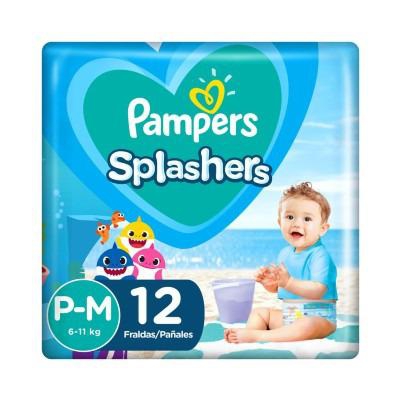 Fraldas Para Água Pampers Splashers Baby Shark P-M 12 Unidades