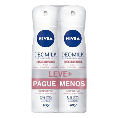 Kit Desodorante Aerosol Nivea Beauty Elixir Deomilk Sensitive 150ml 2 Unidades