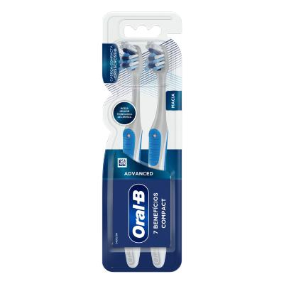Kit Escova Dental Macia Advanced Oral-B 7 Benefícios Compact 2 Unidades