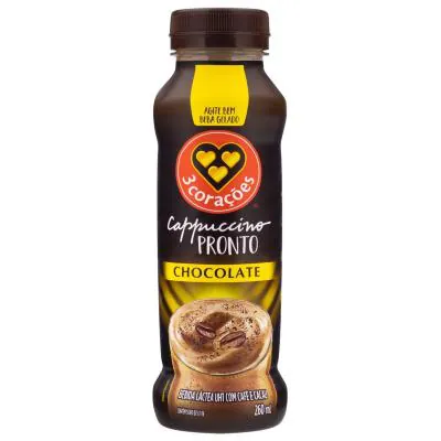 Cappuccino 3 Corações Chocolate Pronto Para Beber 260ml