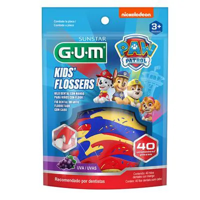 Fio Dental Fluoretado Infantil com Cabo Gum Patrulha Canina 40 Unidades