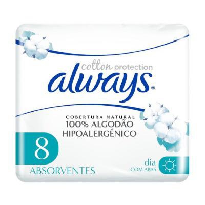 Absorvente De Algodão Hipoalergênico Always Cotton Protection 8 Unidades