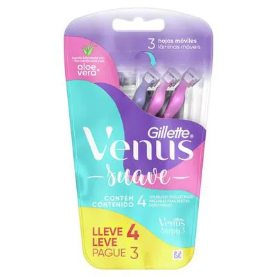 Kit Aparelho Depilatório Gillette Venus Simply 3 Sensitive Leve 4 Pague 3