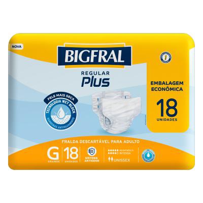 Fralda Geriátrica Bigfral Plus Regular G 18 Unidades