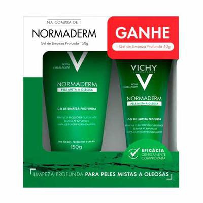 Kit Gel de Limpeza Intensiva Anti-Oleosidade Com Ácido Glicólico Vichy Normaderm 150g + 40g