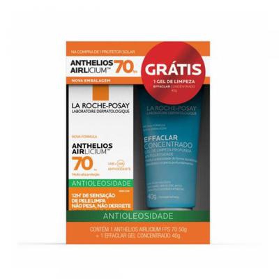 Kit Protetor Solar La Roche-Posay Anthelios Airlicium FPS70 50g + Gel de Limpeza Facial Effaclar 40g
