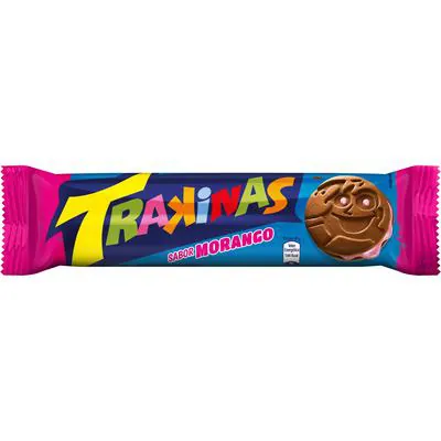 Biscoito Recheado Trakinas Sabor Morango 128g