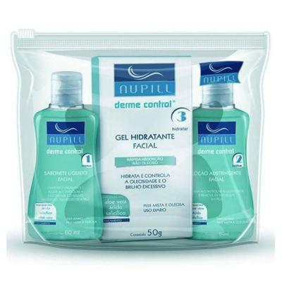 Kit Facial Nupill Derme Control Sabonete + Adstringente + Gel Hidratante