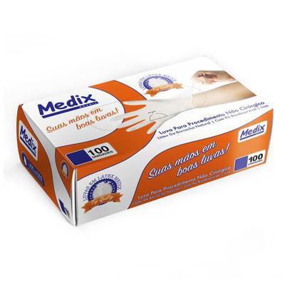 Luva Medix para Procedimento não Cirurgico em Latex Tamanho P 100Und