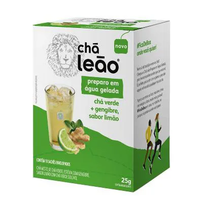 Chá Gelado Leão Chá Verde Gengibre Limão 10 Sachês