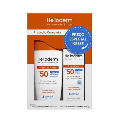 Kit Protetor Solar Helioderm FPS 50 Corporal 200ml + Facial 50g
