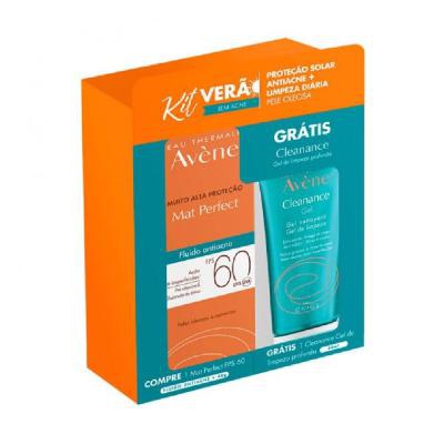 Kit Avène Protetor Solar Facial Mat Perfect Fuido Antiacne FPS60 40g + Grátis Gel de Limpeza Cleanance 60ml
