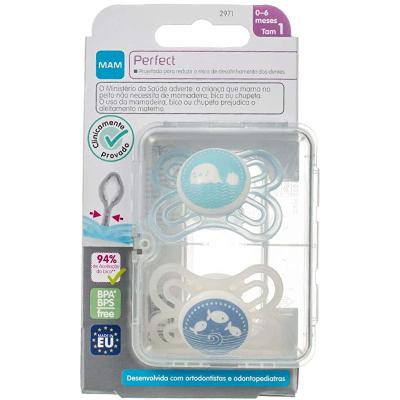 Kit Chupeta Mam Perfect Azul Tamanho 1 de 0-6 Meses