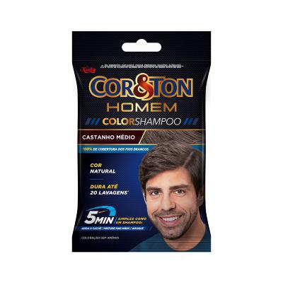 Tintura Cor&Ton Homem Color Shampoo Castanho Médio