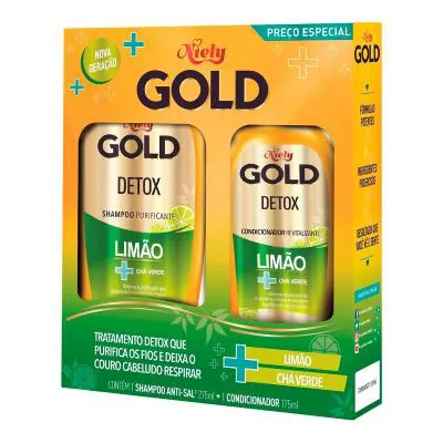 Kit Niely Gold Detox Shampoo 300ml + Condicionador 200ml