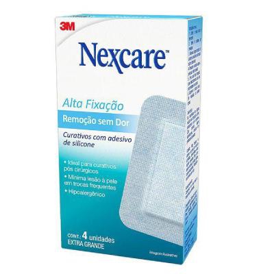 Curativo Alta Fixação 3M Nexcare Remoção Sem Dor Extra Grande 4 Unidades