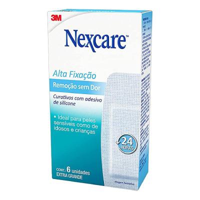 Curativo Alta Fixação 3M Nexcare Remoção sem Dor Extra Grande 6 Unidades