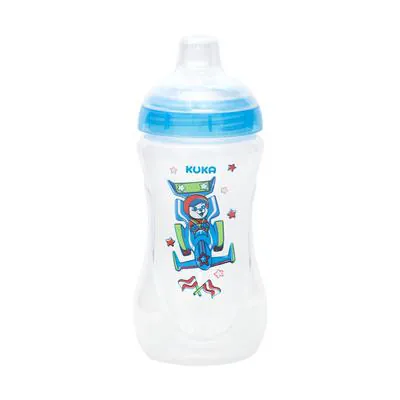 Copo Kuka Fun Decorado com Canudo Azul 330ml