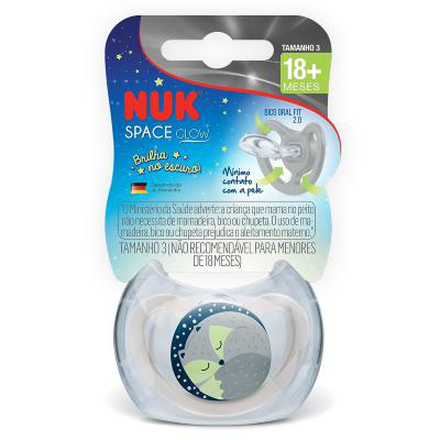 Chupeta Nuk Space Glow Silicone Neutra Tamanho 3