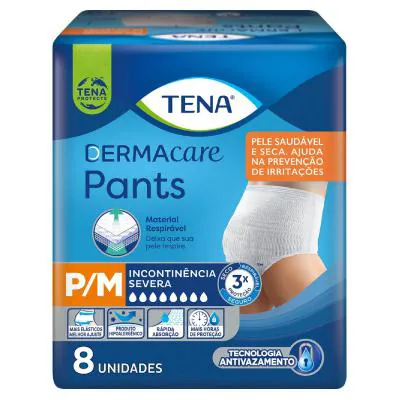 Roupa Íntima Tena Dermacare Pants Tamanho P/M 8 Unidades