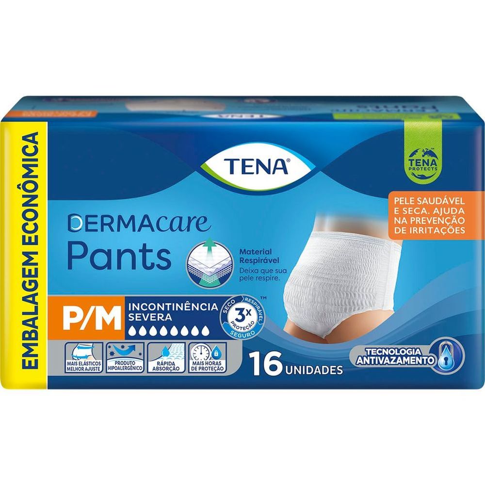 Roupa Íntima Tena Dermacare Pants Tamanho P/M 16 Unidades