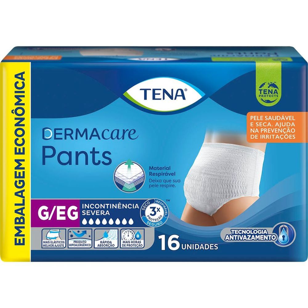 Roupa Íntima Tena Dermacare Pants Tamanho G/EG 16 Unidades