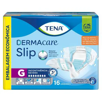 Fralda Geriátrica Tena Dermacare Slip Tamanho G 16 Unidades