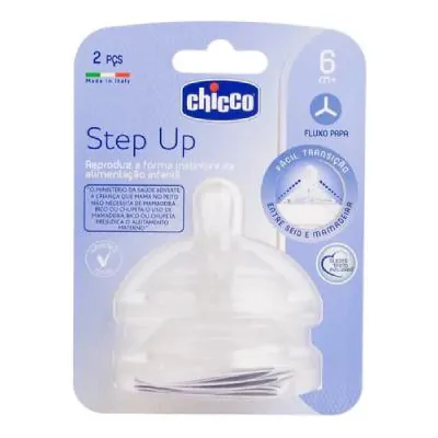 Kit Bico Mamadeira Chicco Step Up Fluxo Papa 6m+2 Unidades