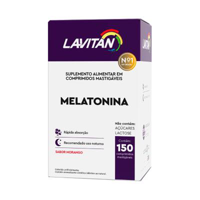Suplemento Alimentar Lavitan Melatonina Morango 150 Comprimidos Mastigáveis
