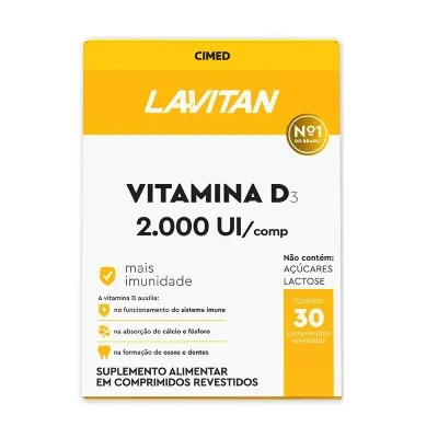 Vitamina D 2000 UI Lavitan com 30 Comprimidos