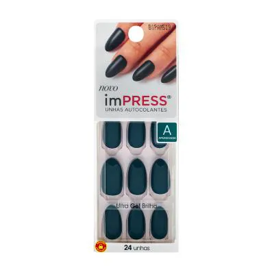 Unhas Postiças Kiss NY Impress Color Almond Emerald