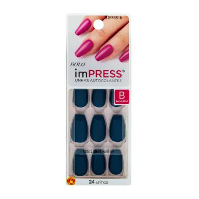 Unhas Postiças Impress Color Coffin Sapphire