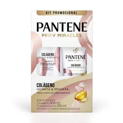 Kit Pantene Colágeno Hidrata & Resgata Shampoo 300ml + Condicionador 150ml