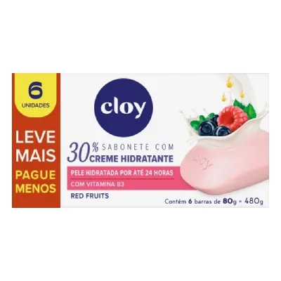 Kit Sabonete Barra Cloy Beauty Bar Ultra Hidratante Red Fruits 6 Unidades preço