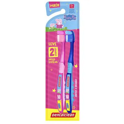 Escova Dental Infantil Dentalclean Macia Peppa Pig +3A 2 Unidades