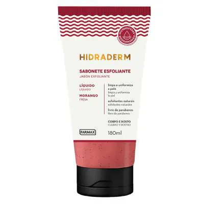 Sabonete Líquido Hidraderm Esfoliante Morango para Face e Corpo 180ml