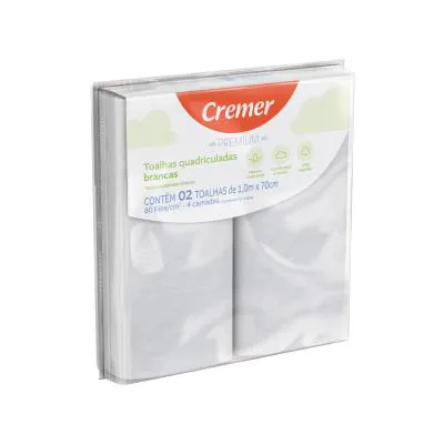 Toalha Cremer Premium Quadriculada Branca 2 Unidades